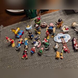 Vintage lot of 28 Christmas ornaments Angel/skiers/horse
